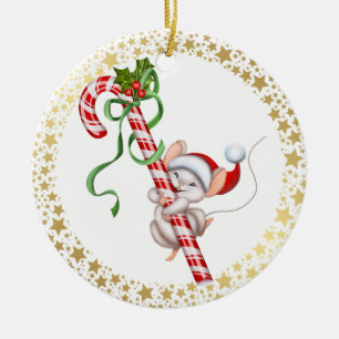 Décoration En Céramique Souris de Noël - Père Noël