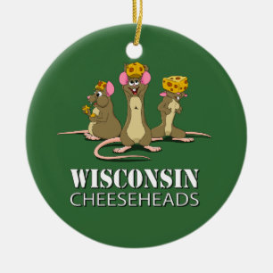 Décoration En Céramique Souris du Wisconsin Cheesehead