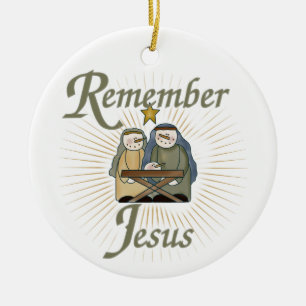 Décoration En Céramique Souvenez-vous de l'ornement de Noël de Jésus