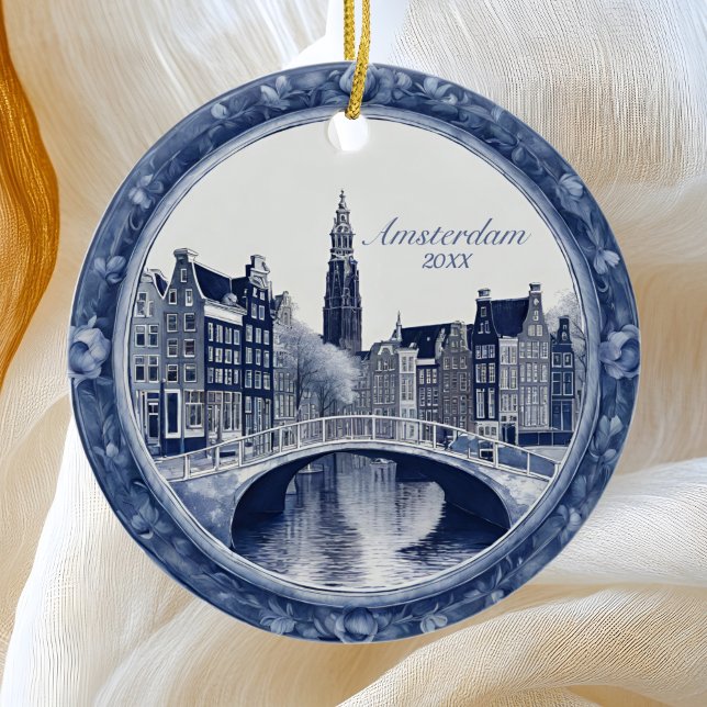 Décoration En Céramique Souvenir Amsterdam Delft bleu personnalisé (Créateur téléchargé)