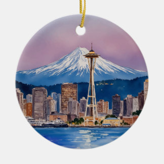 Décoration En Céramique Souvenir aquarelle de Seattle, Washington