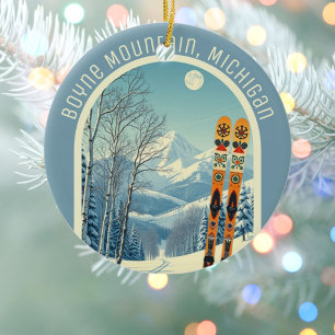 Décoration En Céramique Souvenir de ski de Boyne Mountain Michigan