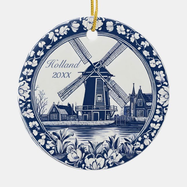 Décoration En Céramique Souvenir Holland Delft personnalisé (Devant)