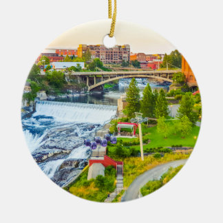 Décoration En Céramique Spokane Falls Washington Arbre de Noël