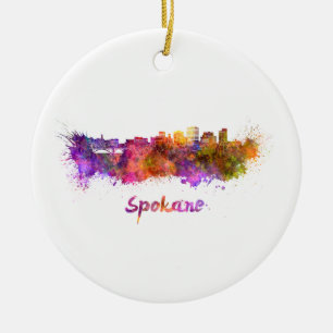 Décoration En Céramique Spokane skyline in watercolor