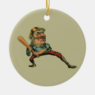Décoration En Céramique Sports Vintage, joueur de baseball en colère batte