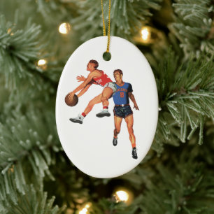 Décoration En Céramique Sports vintages, joueurs de basket-ball dans un je