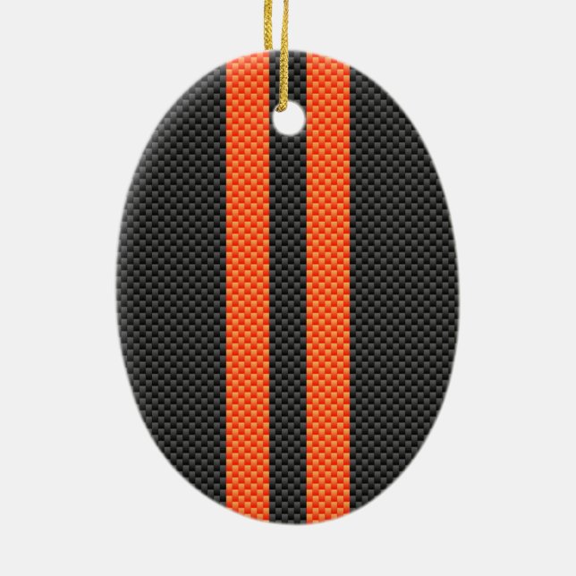 Décoration En Céramique Sporty Orange Stripes Carbon Style Print (Dos)