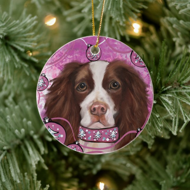 DÉCORATION EN CÉRAMIQUE SPRINGER SPANIEL ANGLAIS  (Arbre)
