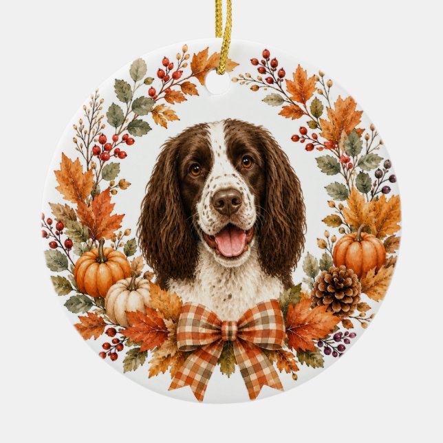 Décoration En Céramique Springer Spaniel Automne (Devant)