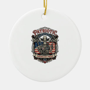 Décoration En Céramique Squelette Cowboy Patriotique Squelette Dark Patrio