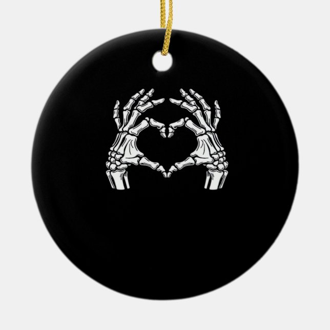 Décoration En Céramique Squelette Mains du coeur Signal Costume d'Hallowee (Devant)