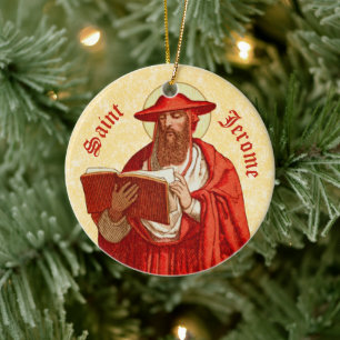 Décoration En Céramique St. Jérôme en tant que Cardinal avec citation moti