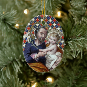Décoration En Céramique St. Joseph et l'Enfant Christ (DPT 002)