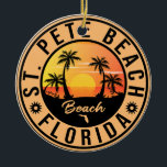 Décoration En Céramique St Pete Beach Floride Sunset Paradise Vintage<br><div class="desc">St. Pete Beach Florida - Retro Tropical Palm Tree 60s Souvenirs design Vintage fait un grand cadeau de Noël ou d'anniversaire pour les fans de la plage de St. Pete Beach. Le design rétro de l'ambiance estivale est un cadeau parfait pour les amateurs de voyage et de destination tropicale.</div>