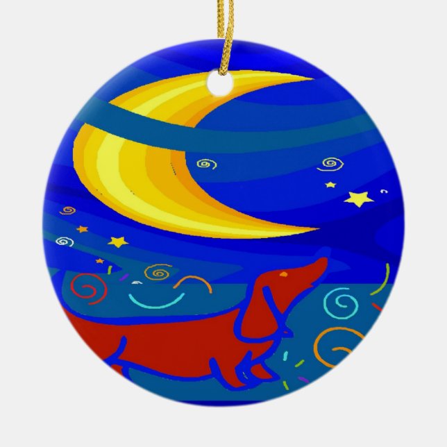 Décoration En Céramique Starry Night Dachshund (Devant)