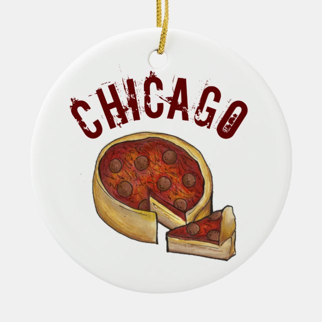Décoration En Céramique State Pride CHICAGO Illinois Deep Dish Pizza (Devant)