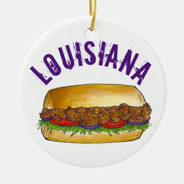 Décoration En Céramique State Pride Louisiane Crevettes Po'Boy Sandwich (Devant)