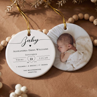 Décoration En Céramique Statistiques de naissance de bébé personnalisées é
