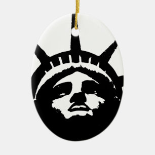 Décoration En Céramique Statue d'Art Pop Noir & Blanc de la Liberté