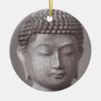 Statue Face Bouddha Noir Et Blanc Formée Par Ligne