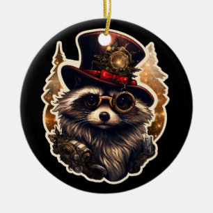 Décoration En Céramique Steampunk Christmas Raccoon