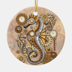 Décoration En Céramique Steampunk Seahorse Vintage Surreal Art
