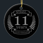 Décoration En Céramique Steel Eleventh wedding anniversary 11 ans<br><div class="desc">Un design pour célébrer 11 ans de mariage. Ce design a un design couleur gris (acier) sur un arrière - plan noir. L'acier est le cadeau traditionnel pour cette occasion. Le texte dit acier 11 ans anniversaire. Un design romantique pour célébrer votre 11e année de mariage. Si vous voulez de...</div>