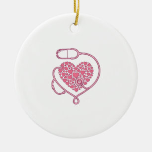 Décoration En Céramique Stéthoscope Cardiaque Design de Chemise Vectoriel 