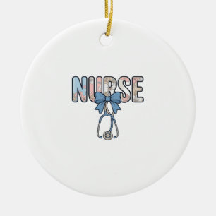 Décoration En Céramique Stéthoscope Nurse Bow Floral Vintage