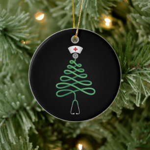 Décoration En Céramique Stethoscope Sapin de Noël Infirmière Tenue de bloc