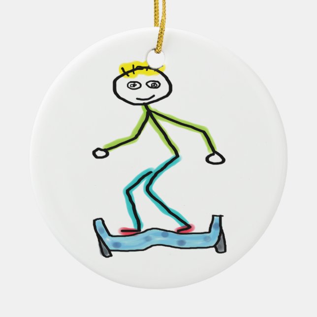 Décoration En Céramique Stickman Hoverboard (Devant)