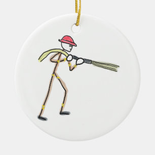 Décoration En Céramique Stickman Pompier