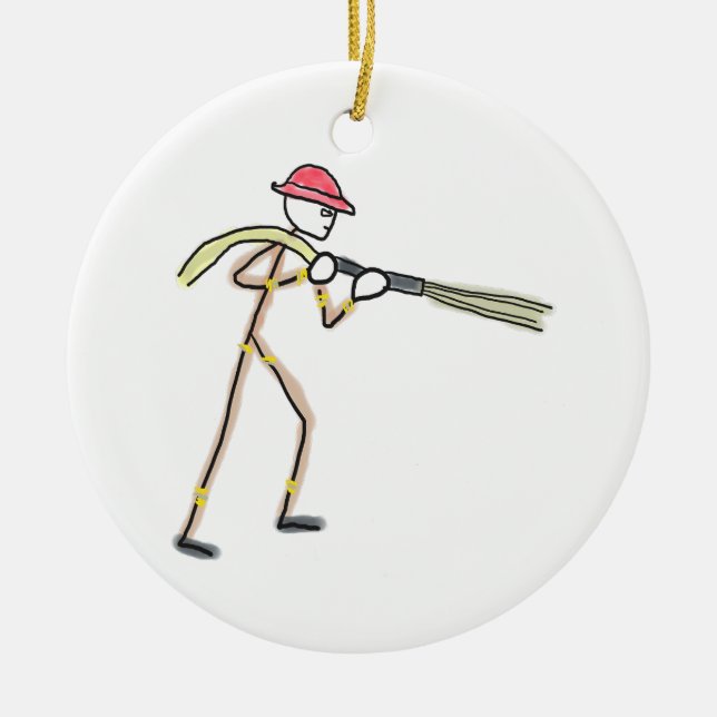 Décoration En Céramique Stickman Pompier (Devant)