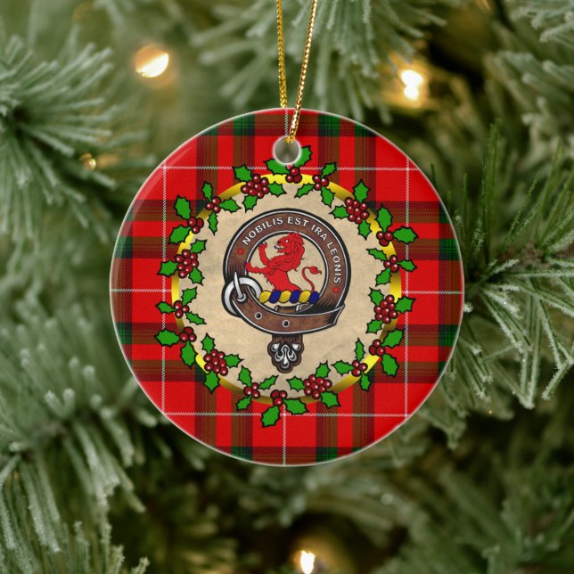 Décoration En Céramique Stuart Clan Badge & Tartan Noël personnalisé (Arbre)
