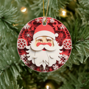 Décoration En Céramique Style 3D Santa Clause Noël