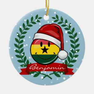 Décoration En Céramique Style gai de Noël de drapeau de Ghanian