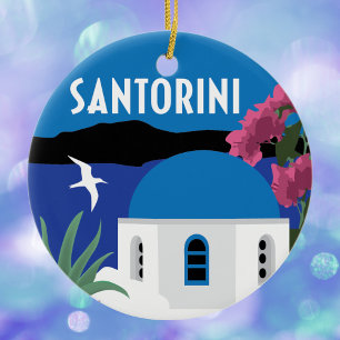 Décoration En Céramique Style vintage de voyage de Santorini Grèce