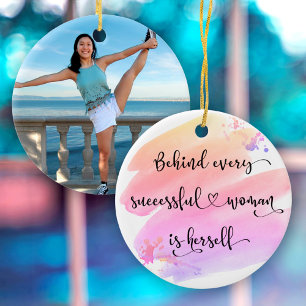Décoration En Céramique Successful Woman, Pink Watercolor Typography Photo