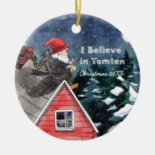 Décoration En Céramique Suédois Tomten Gnome Couleur d'eau