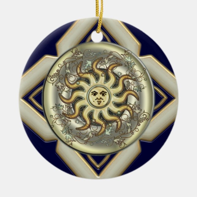 Décoration En Céramique Sun a personnalisé autour de l'ornement (Devant)