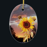 DÉCORATION EN CÉRAMIQUE SUNFLOWER AND PINK SUMMER SUNSET<br><div class="desc">Colourful photo , Summer landscape with magic pink purple clouds and sunflowers Artistic Photography and graphic design by Alessandro Lumini (c). You can customize with your initials and your own text for wedding announcement, , save-the-date , thank you , bridal showers, birthdays, beach parties, anniversary engagement showers, or just about...</div>