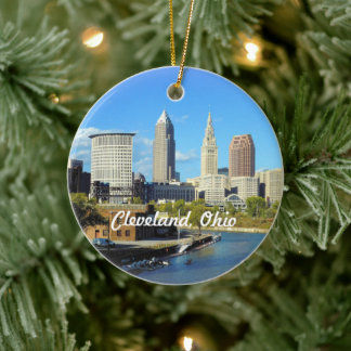 Décoration En Céramique Sunny River Skyline Cleveland