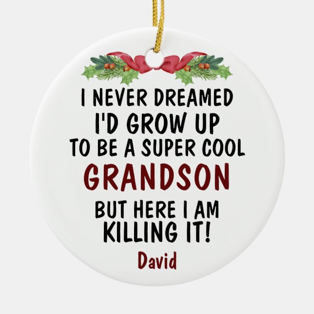 Décoration En Céramique Super Cool Grandson tue et photo personnalisée (Devant)