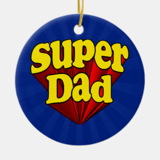 Décoration En Céramique Super Papa, Super Rouge/Jaune/Blue Father's Day
