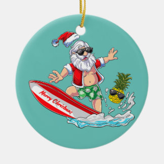 Décoration En Céramique Surf Père Noël Beach Plams Noël en