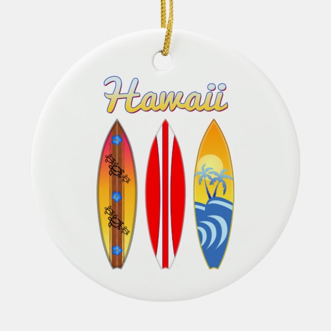 Décoration En Céramique Surfboards Hawaii Islands (Devant)
