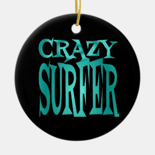 Décoration En Céramique Surfer fou en Turquoise