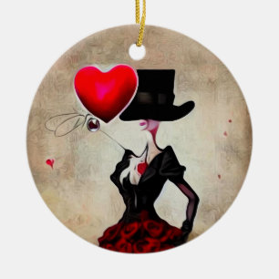 Décoration En Céramique Surreal Vintage Top Hat Lady