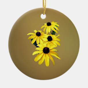 Décoration En Céramique Susans aux yeux noirs dans une rangée